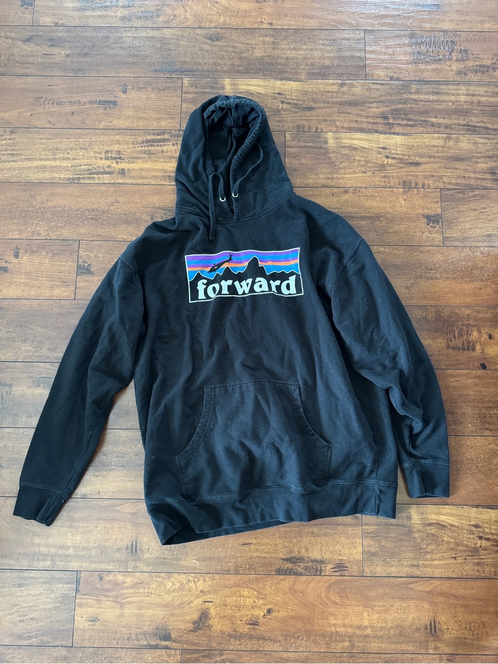 Black Pullover Hoodie with 'forward' Graphic - Men's Casual Sweatshirt